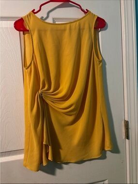 Zara Yellow Sleeveless Draped Knit Shirt